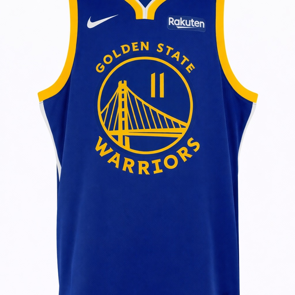 Nike Warriors Blue and Gold Basketball Jersey-XL